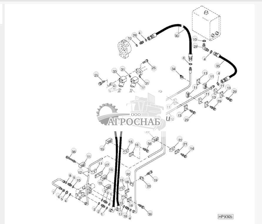 Four-Wheel Drive Hydraulic Lines And Hoses, L.H. Side 